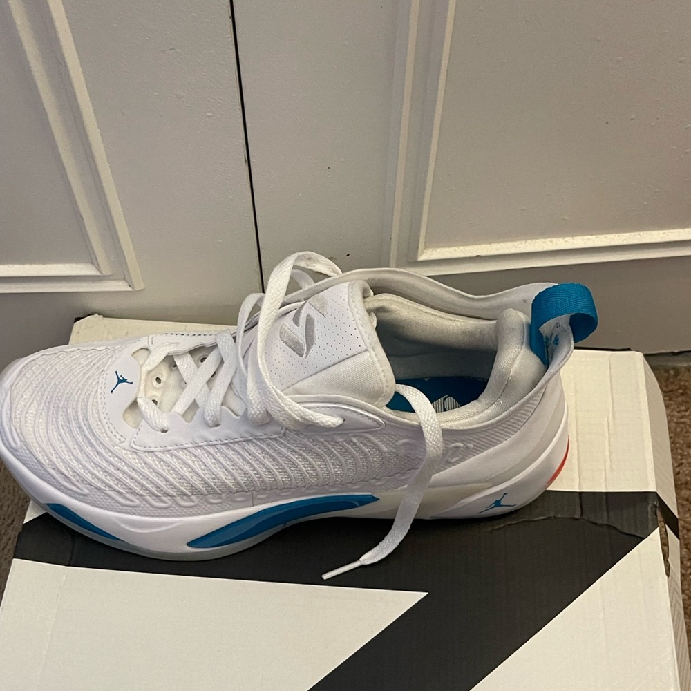 Jordan Luka 1  White and Blue Sneakers with Streamlined Design
